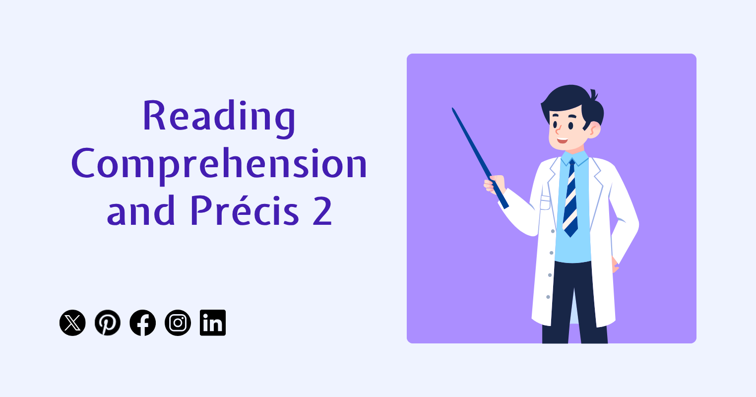 Reading Comprehension and Precis PDF: Course + Exercices