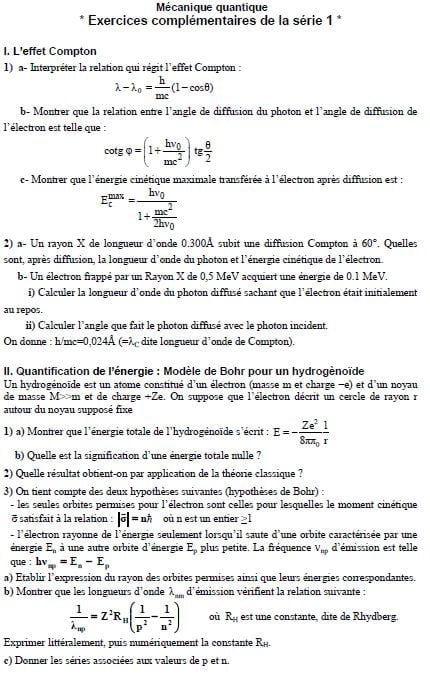 Mécanique Quantique Exercices Corrigés PDF