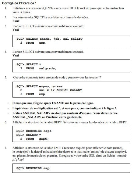 Bases de données PDF: exercices corrigés