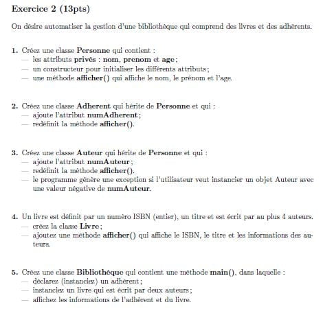 Exercices Programmation orientée objects PDF 