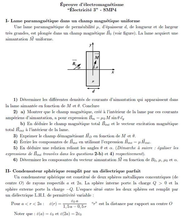 épreuve / examens Corrigés Electricité 3 PDF