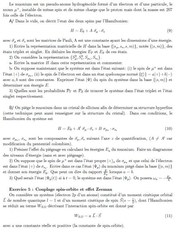 devoir et Examen Physique Quantique PDF