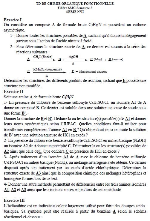 exercices corrigés Chimie Organique Fonctionnelle PDF