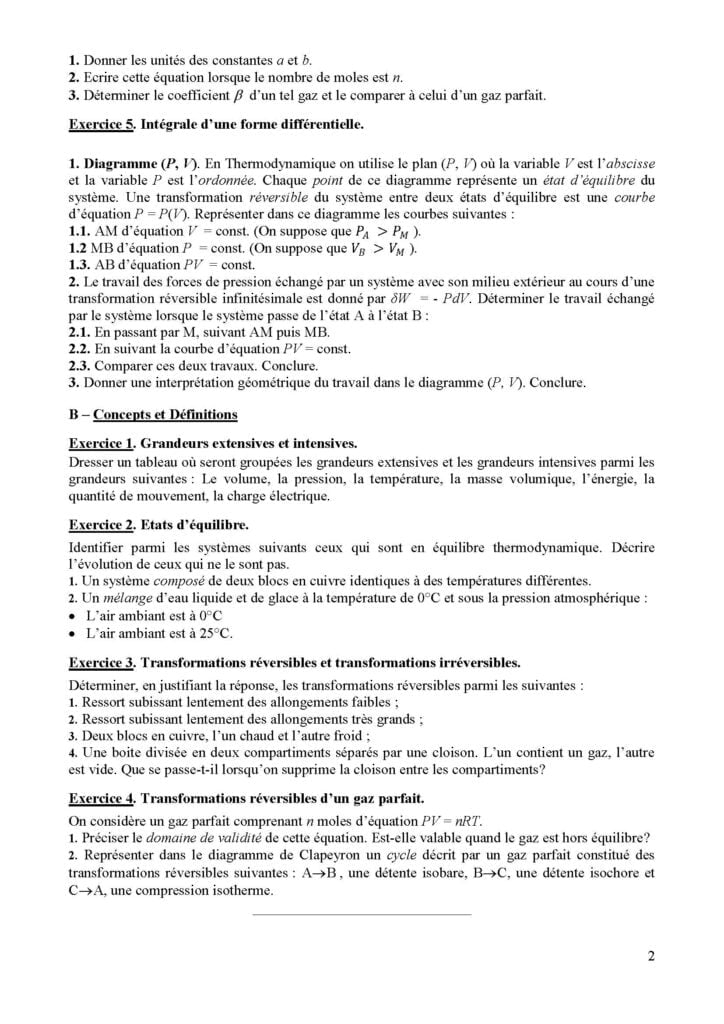 Examens Corrigés Thermodynamique 1 PDF