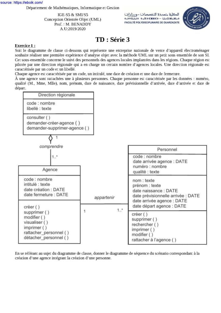 Exercices et Examens Conception orientée objets (UML)