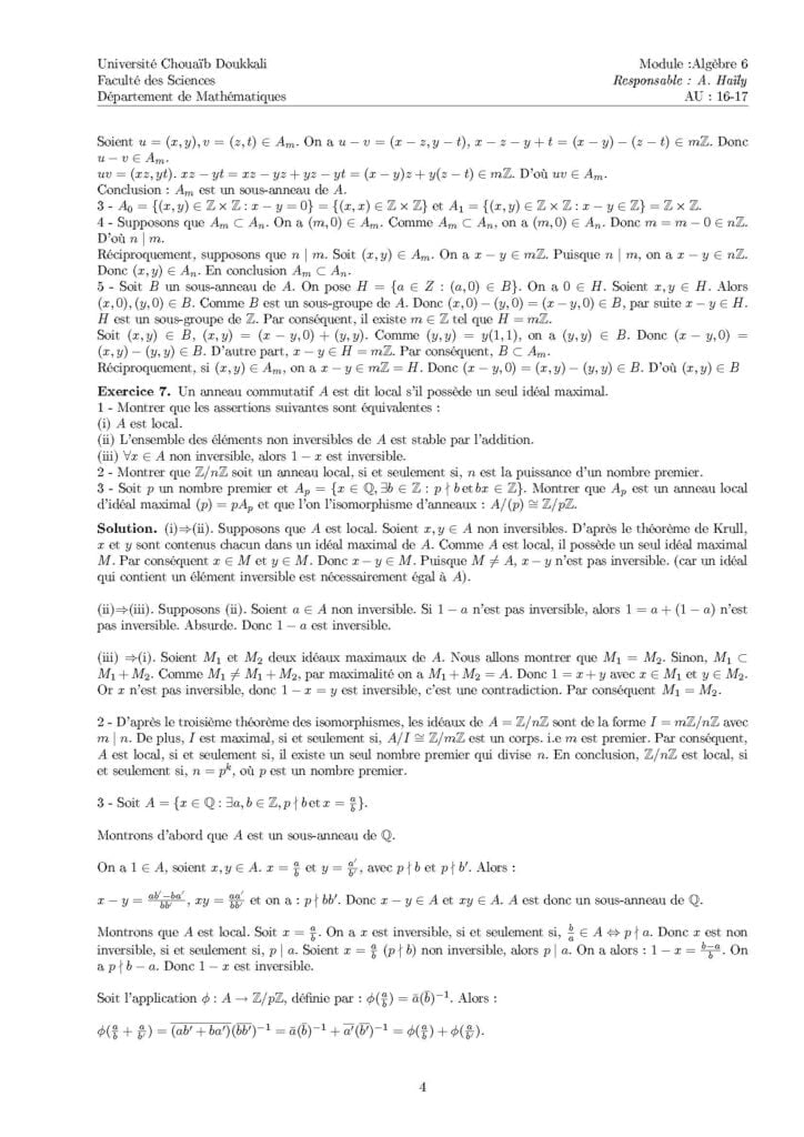 devoir Algèbre 6: Structures Algébriques