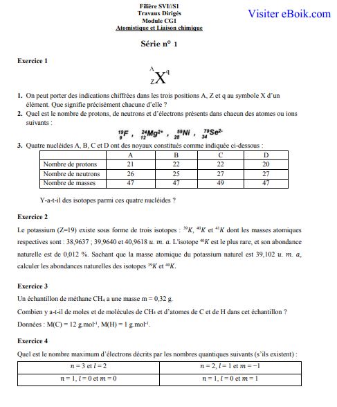 exercice chimie generale