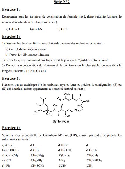 chimie organique : exercices