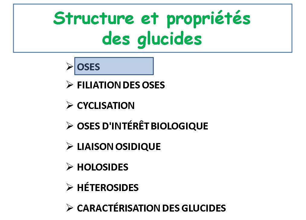 structure et propriétés des glucides